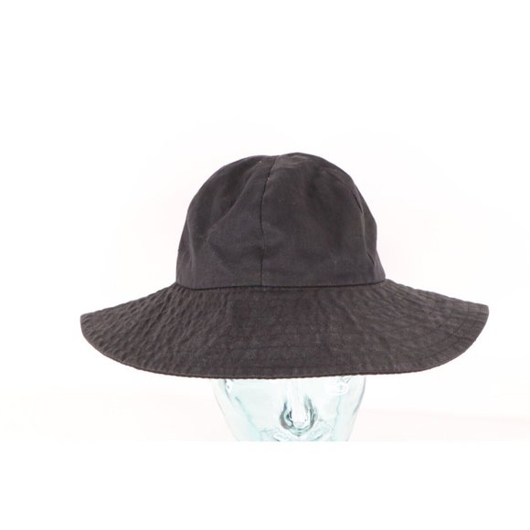 Vintage 90s Streetwear Tie Back Bucket Boonie Hat Cap Black Cotton Womens